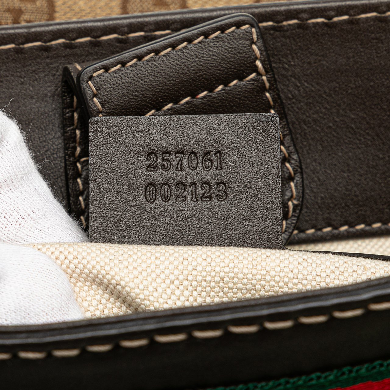 Gucci GG Canvas Web Mayfair Tote Bruin