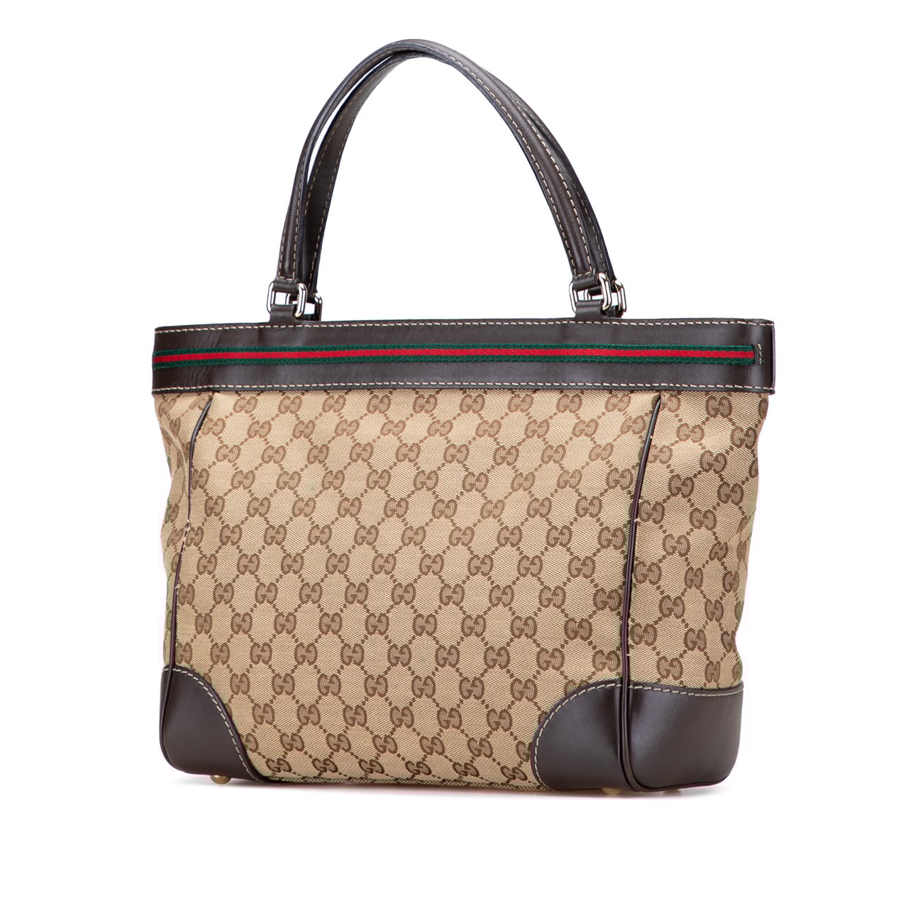 Gucci GG Canvas Web Mayfair Tote Bruin