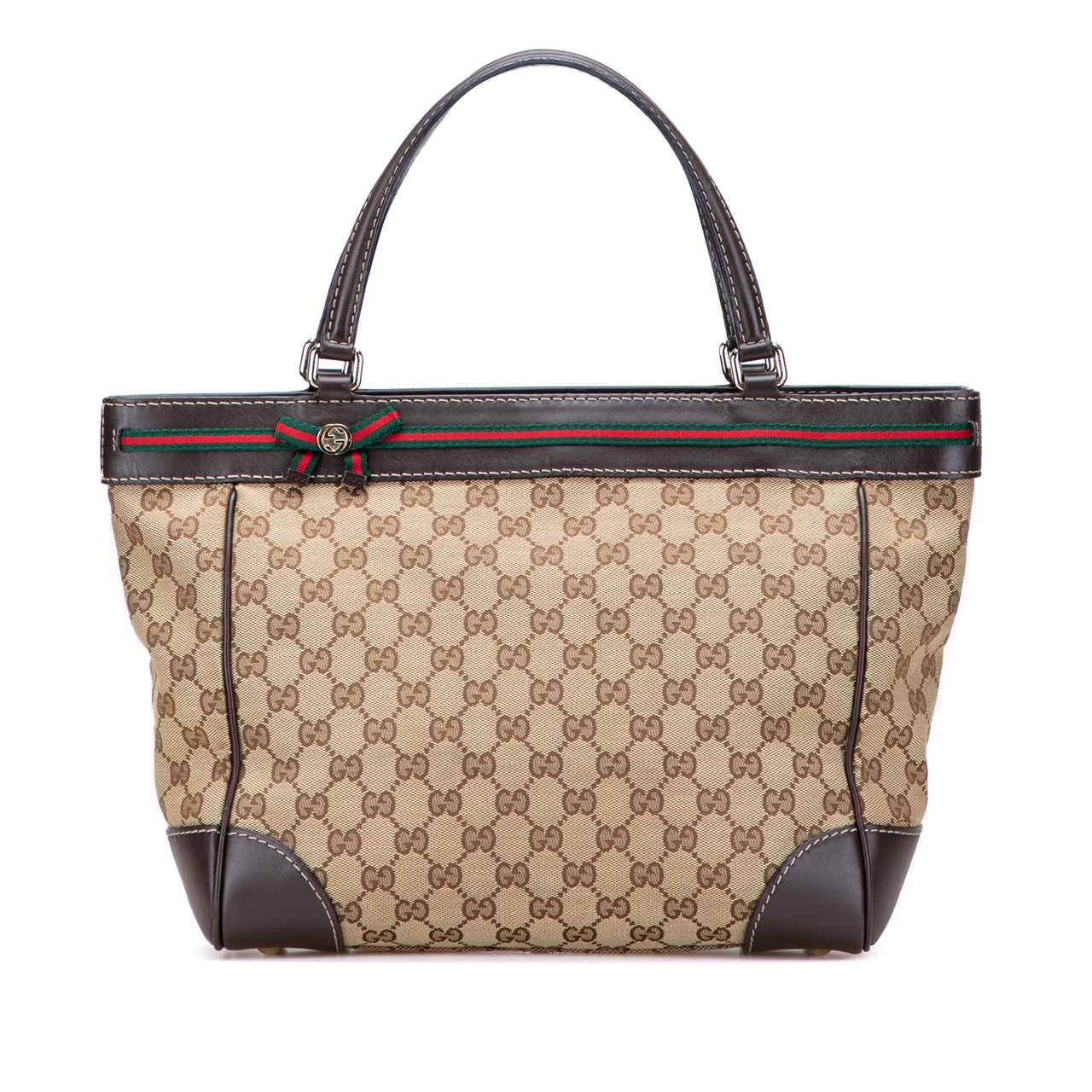Gucci GG Canvas Web Mayfair Tote Bruin