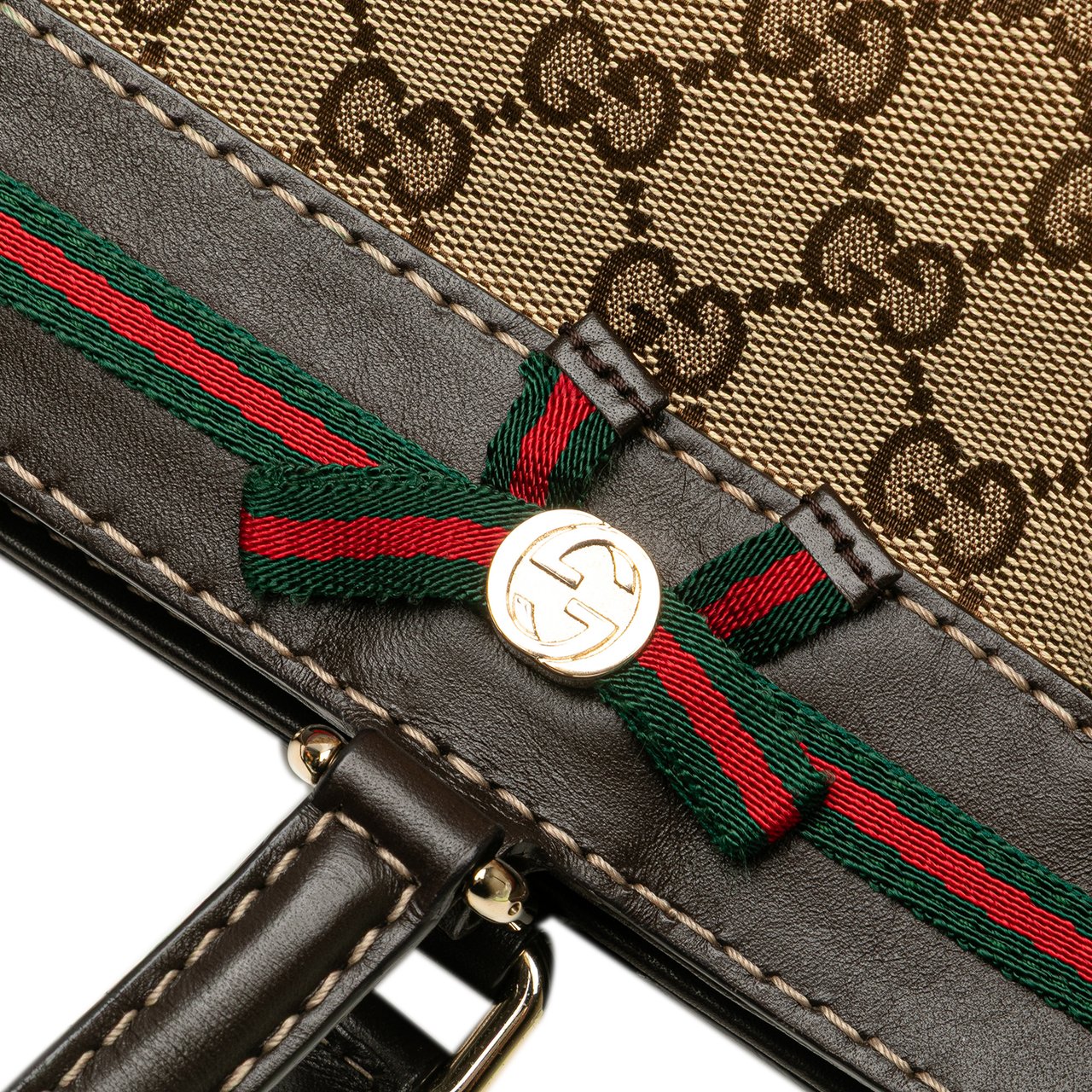 Gucci GG Canvas Web Mayfair Tote Bruin