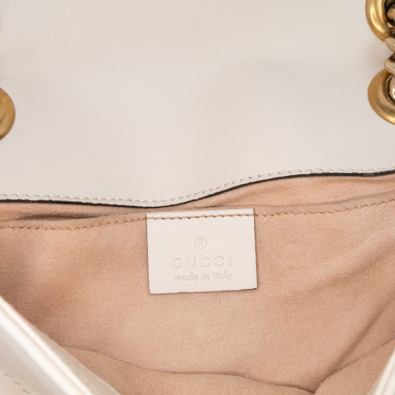 Gucci Small GG Marmont Matelasse Leather Shoulder Bag Wit