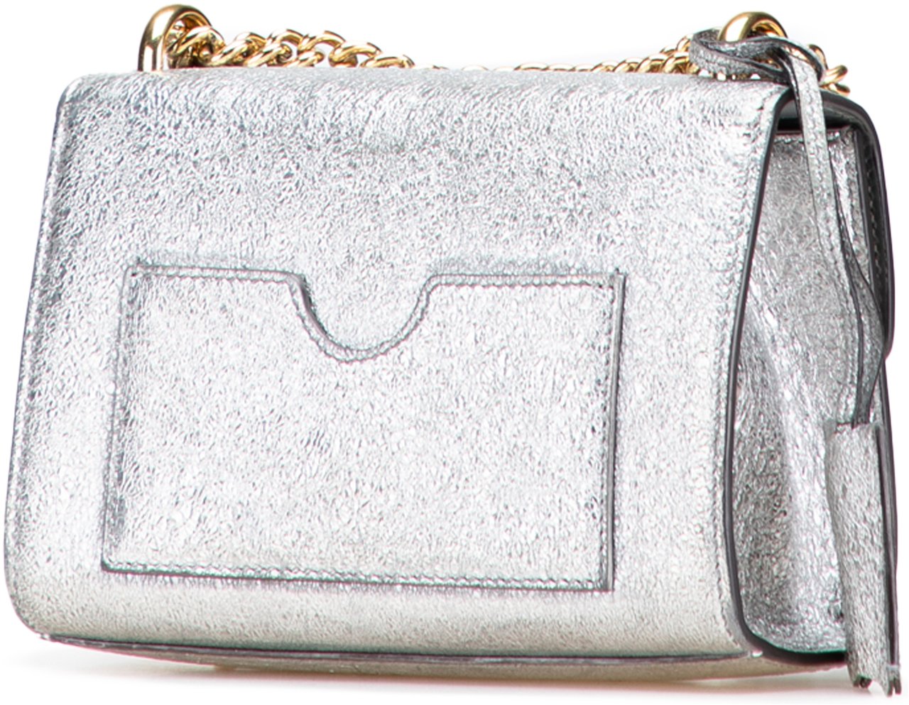 Gucci Small Metallic Leather Padlock Crossbody Zilver