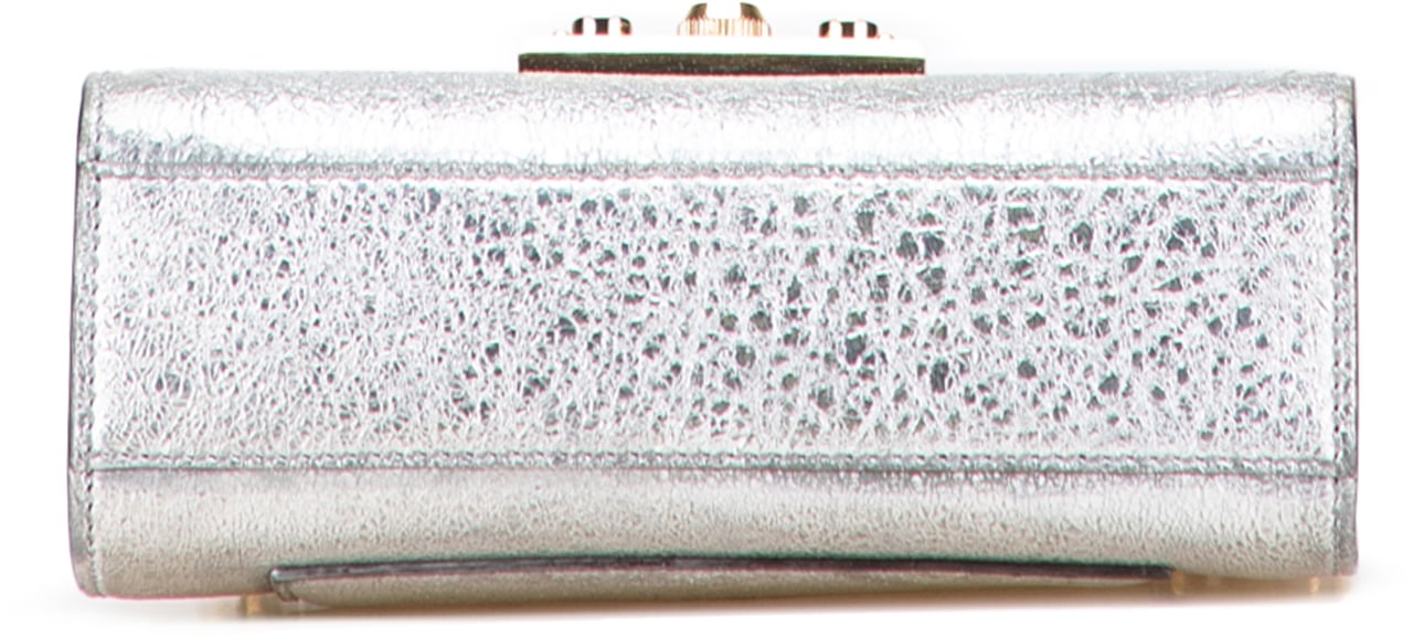 Gucci Small Metallic Leather Padlock Crossbody Zilver