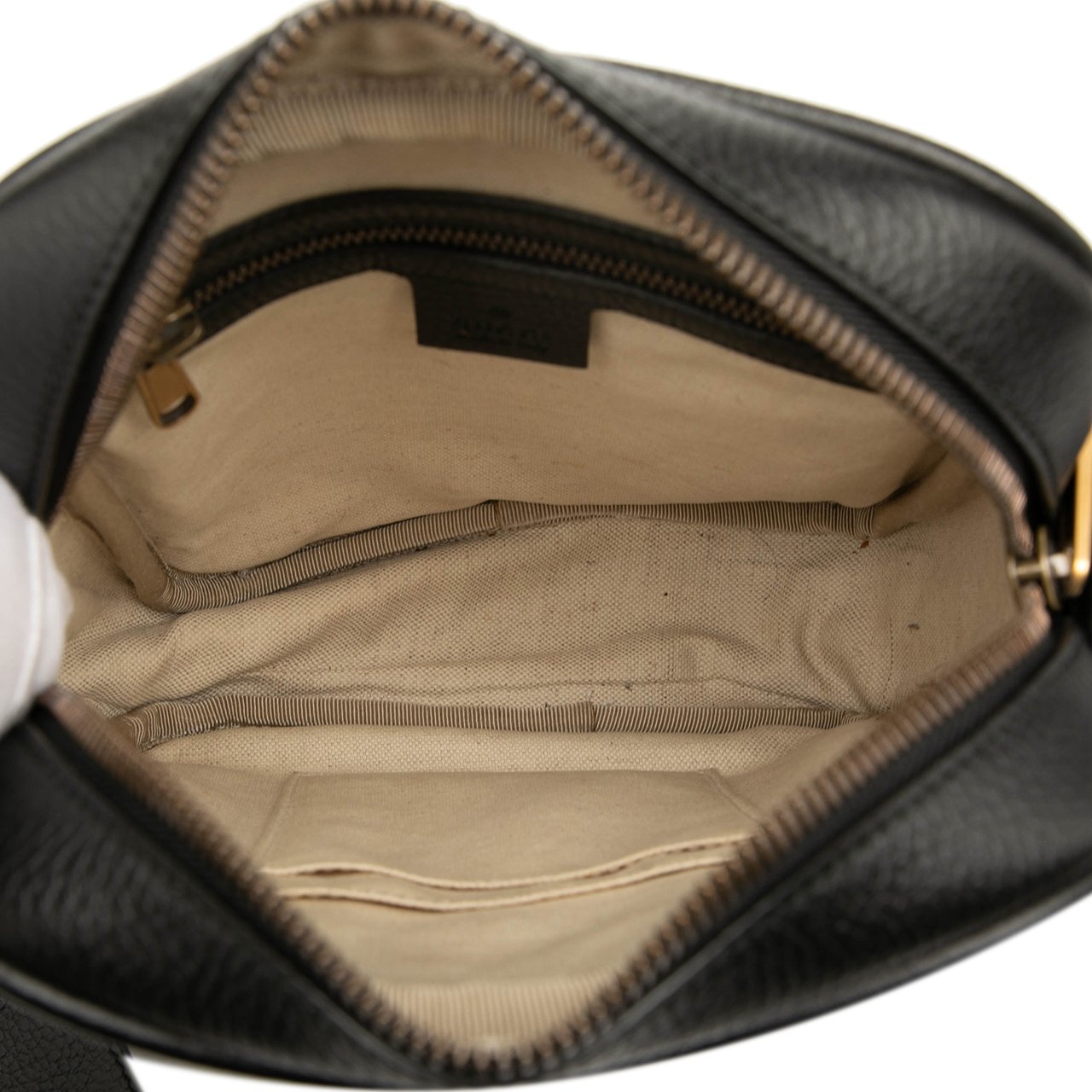 Gucci Grained Calfskin Logo Crossbody Zwart