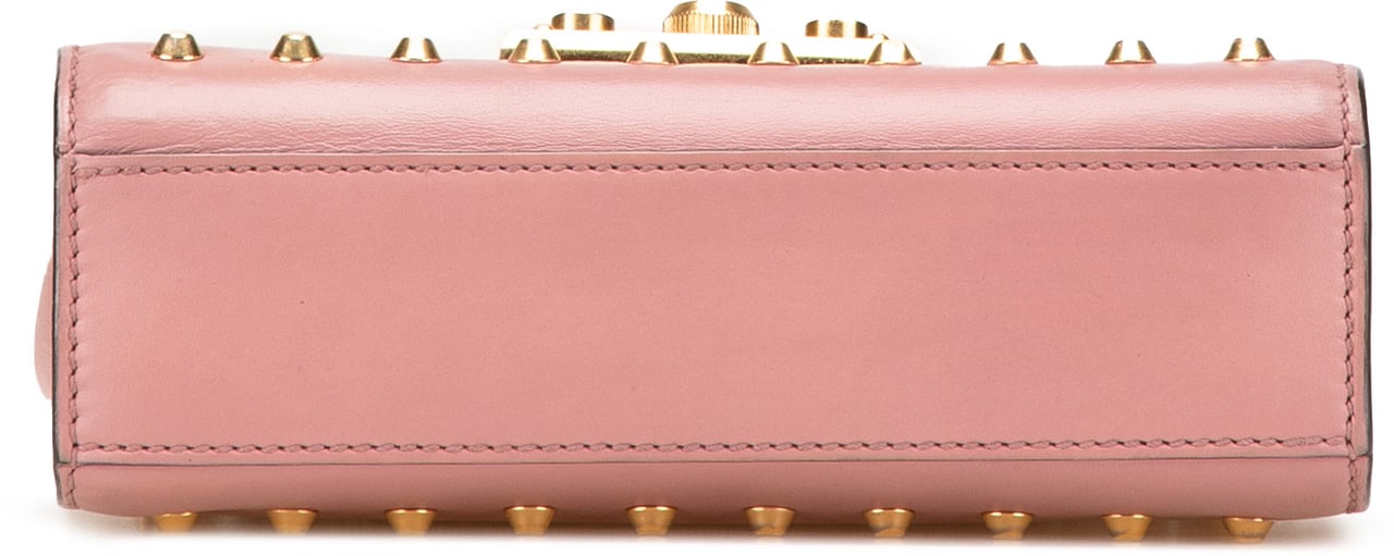 Gucci Small Pearl Studded Leather Padlock Crossbody Roze