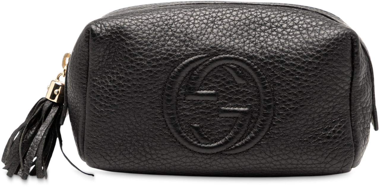 Gucci Leather Soho Cosmetic Pouch Zwart
