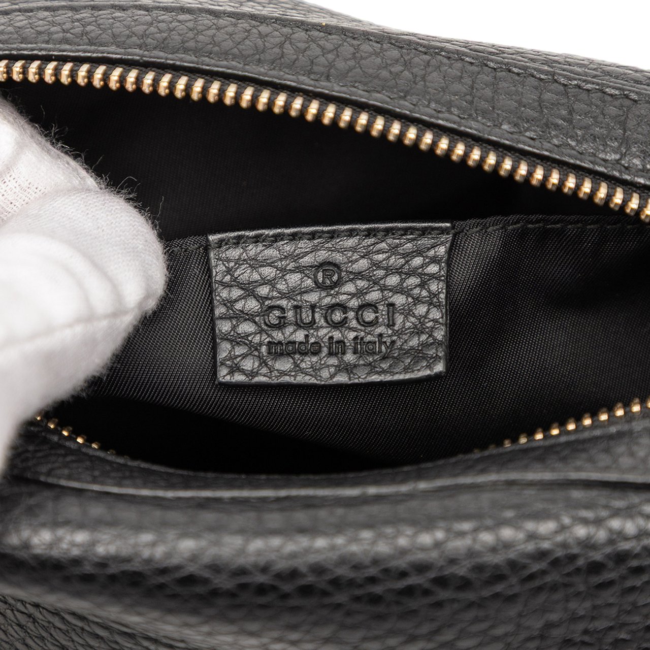 Gucci Leather Soho Cosmetic Pouch Zwart