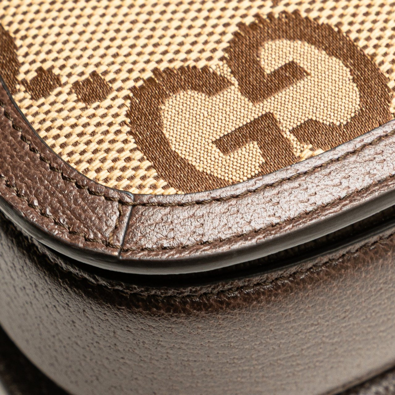 Gucci Mini Jumbo GG Canvas 1947 Bamboo Top Handle Bag Bruin