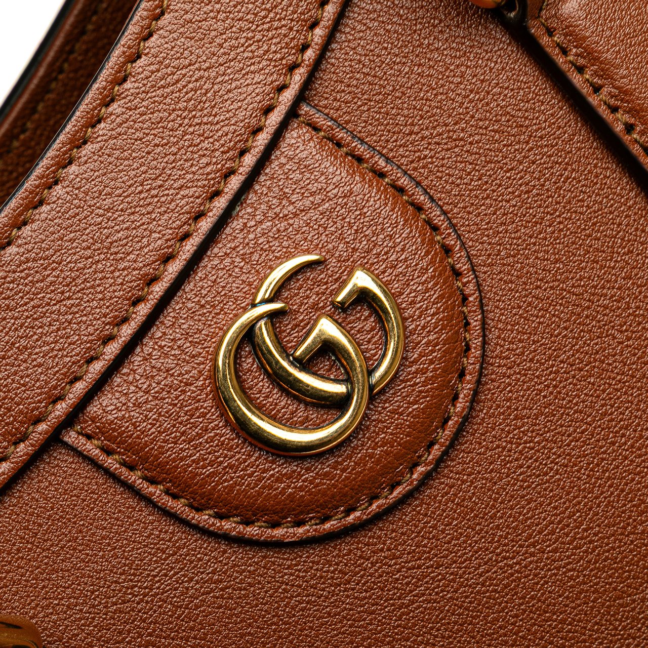 Gucci Small Leather Bamboo Diana Satchel Bruin