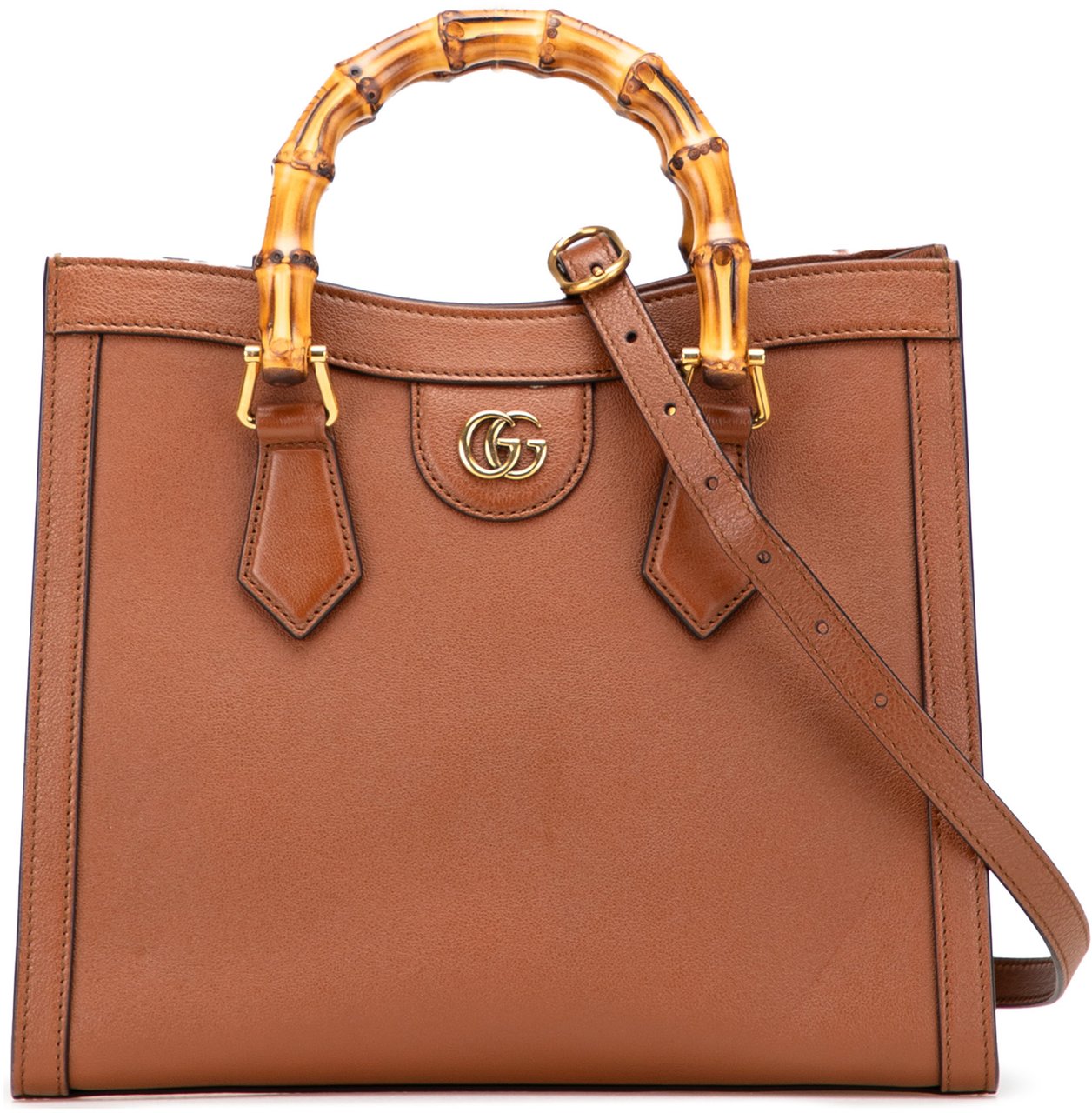 Gucci Small Leather Bamboo Diana Satchel Bruin