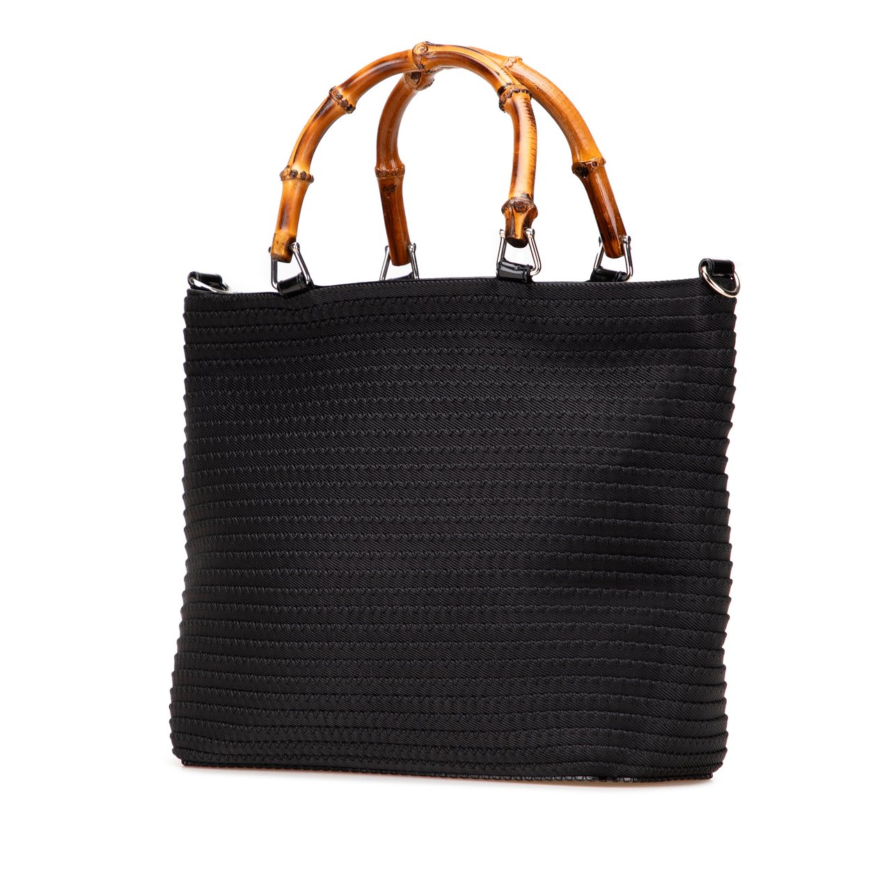 Gucci Nylon Bamboo Satchel Zwart