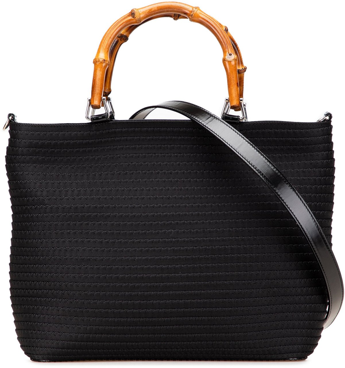 Gucci Nylon Bamboo Satchel Zwart