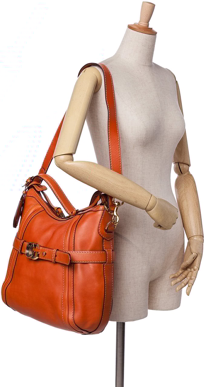 Gucci Medium Leather Running Satchel Oranje