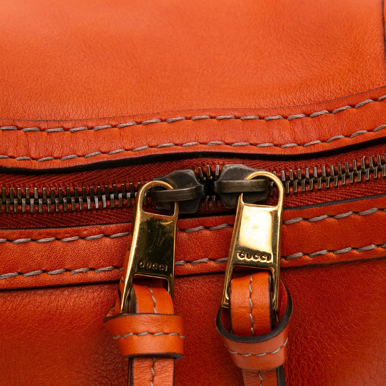 Gucci Medium Leather Running Satchel Oranje