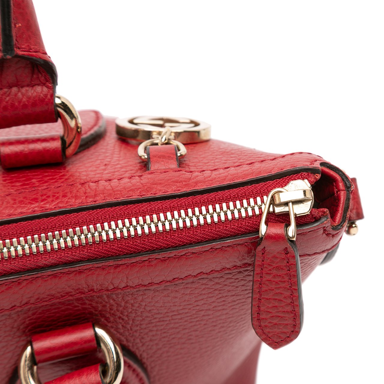 Gucci Dollar Calfskin GG Charm Satchel Rood