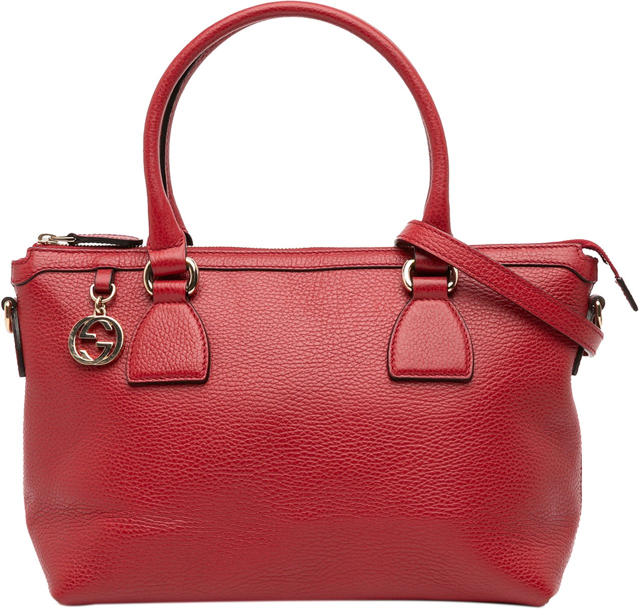 Gucci Dollar Calfskin GG Charm Satchel Rood