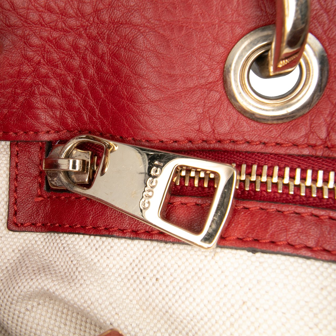 Gucci Medium Calfskin Bamboo Shopper Satchel Rood