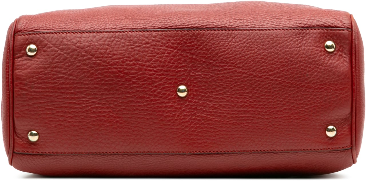 Gucci Medium Calfskin Bamboo Shopper Satchel Rood