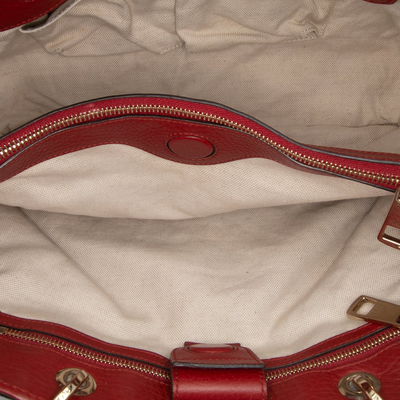 Gucci Medium Calfskin Bamboo Shopper Satchel Rood