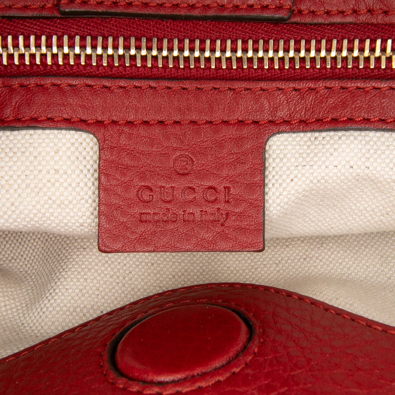 Gucci Medium Calfskin Bamboo Shopper Satchel Rood