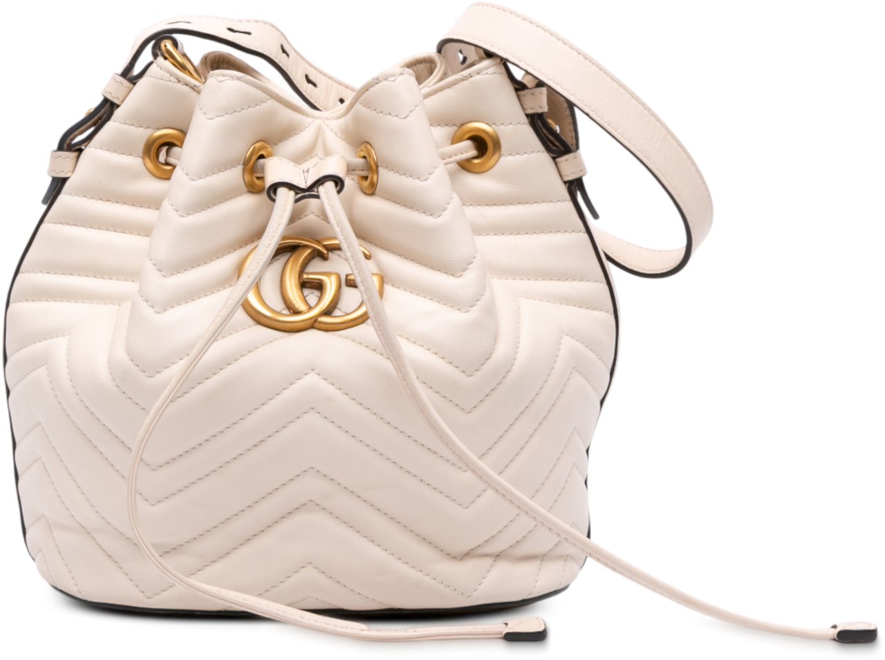 Gucci GG Marmont Matelasse Leather Bucket Bag Wit