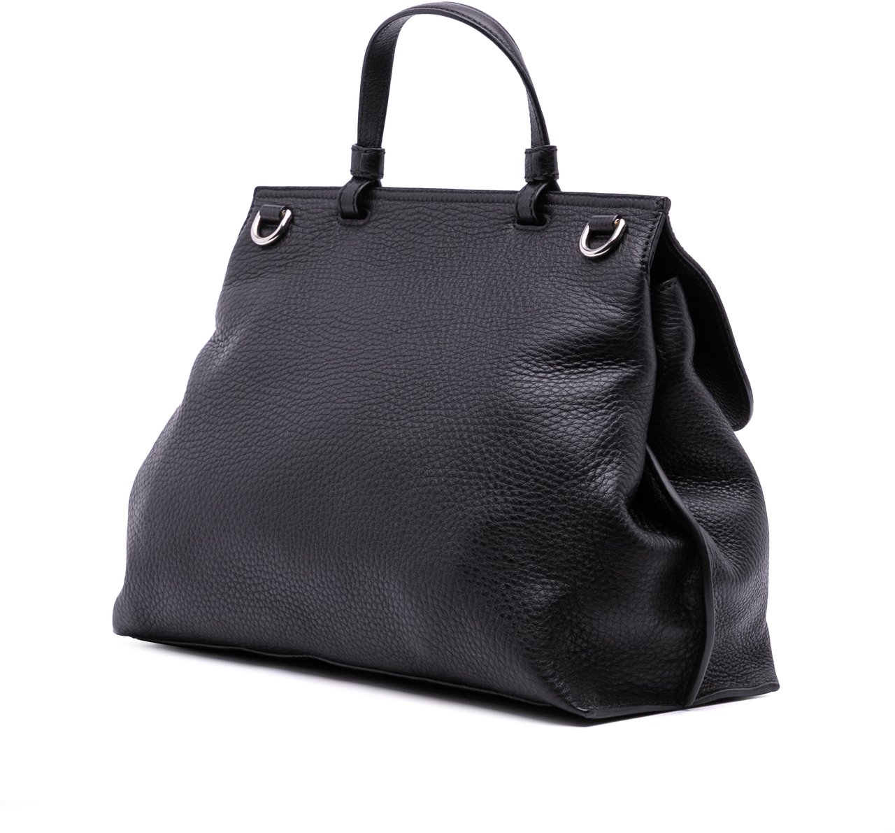 Gucci Medium Leather Bamboo Daily Satchel Zwart
