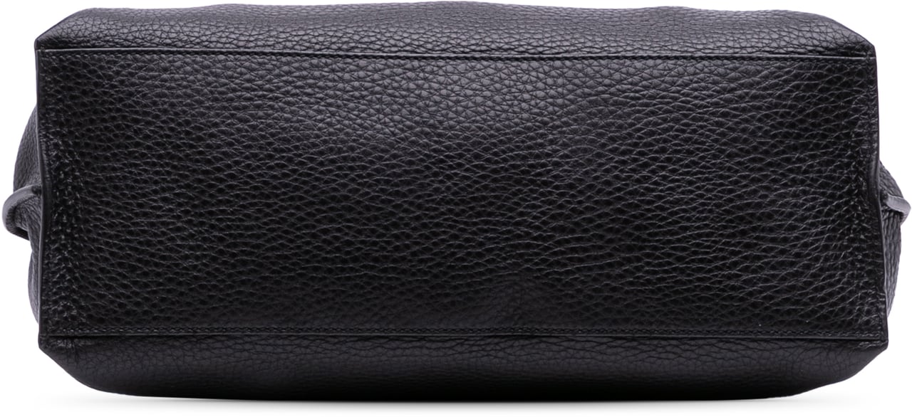 Gucci Medium Leather Bamboo Daily Satchel Zwart