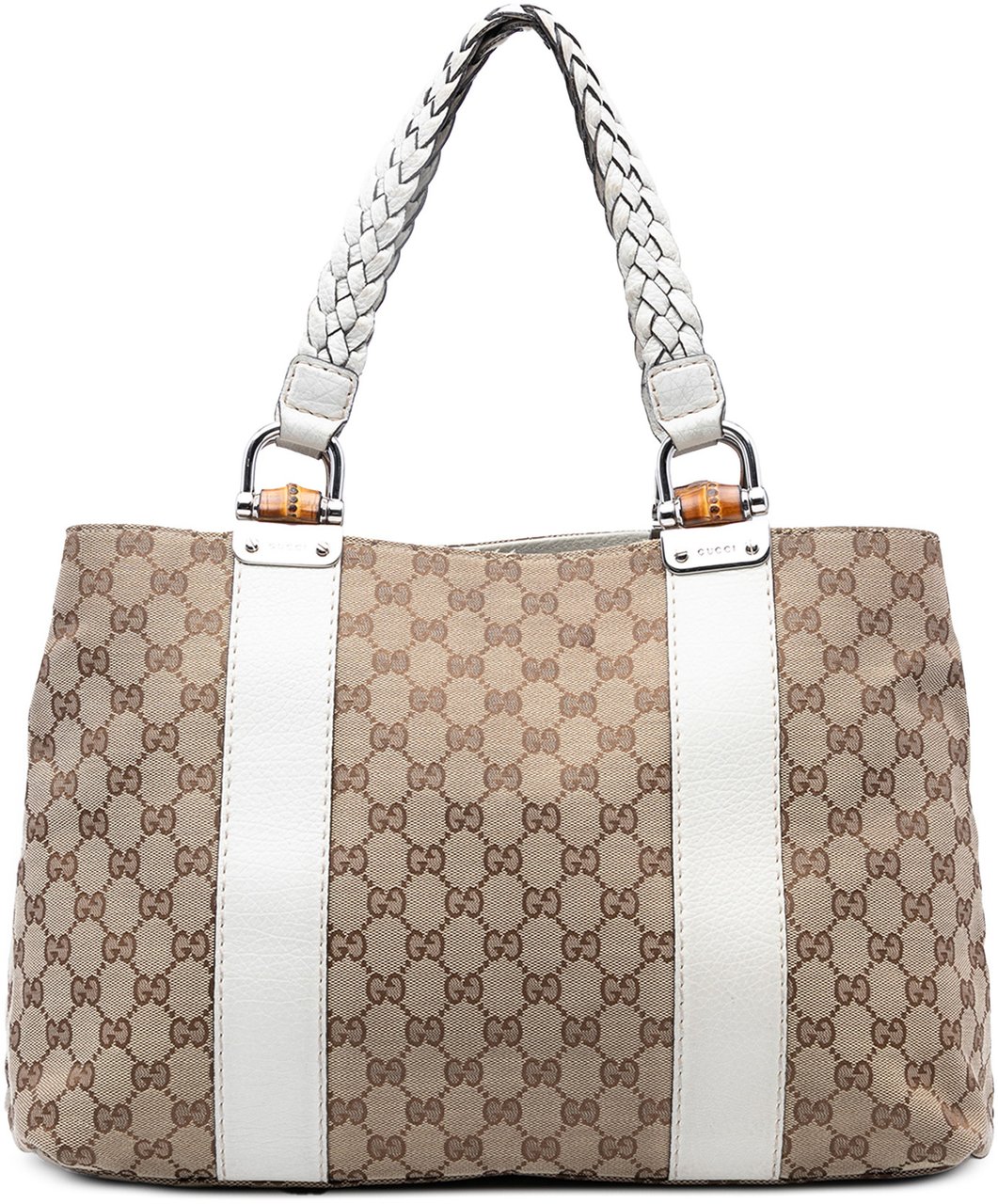 Gucci Medium GG Canvas Bamboo Libeccio Tote Bruin