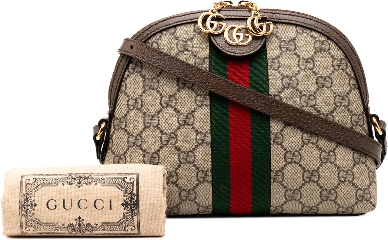 Gucci Small GG Supreme Ophidia Dome Crossbody Bruin