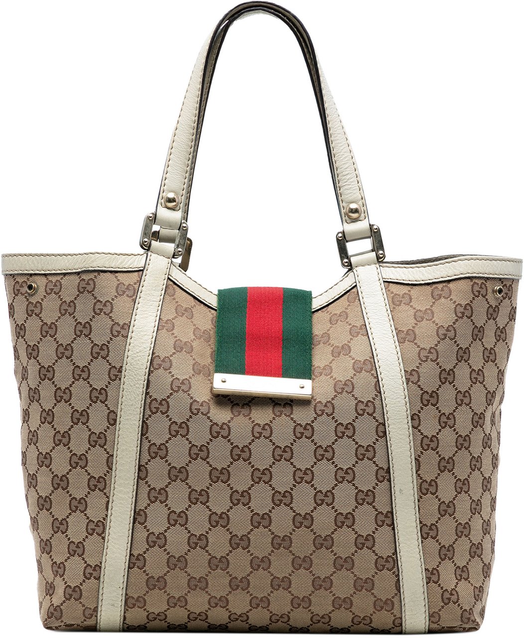 Gucci GG Canvas Web New Ladies Tote Bruin
