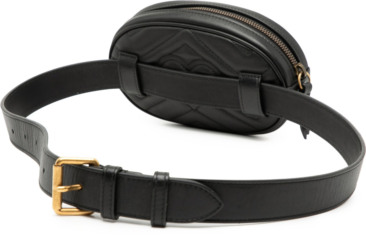Gucci GG Marmont Matelasse Leather Belt Bag Zwart