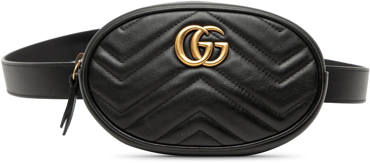 Gucci GG Marmont Matelasse Leather Belt Bag Zwart