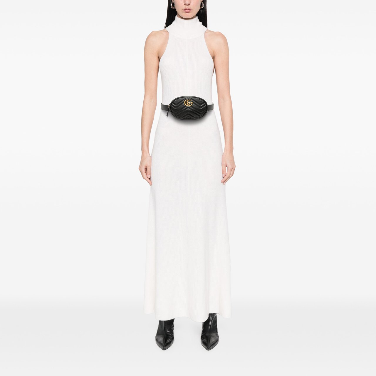 Gucci GG Marmont Matelasse Leather Belt Bag Zwart