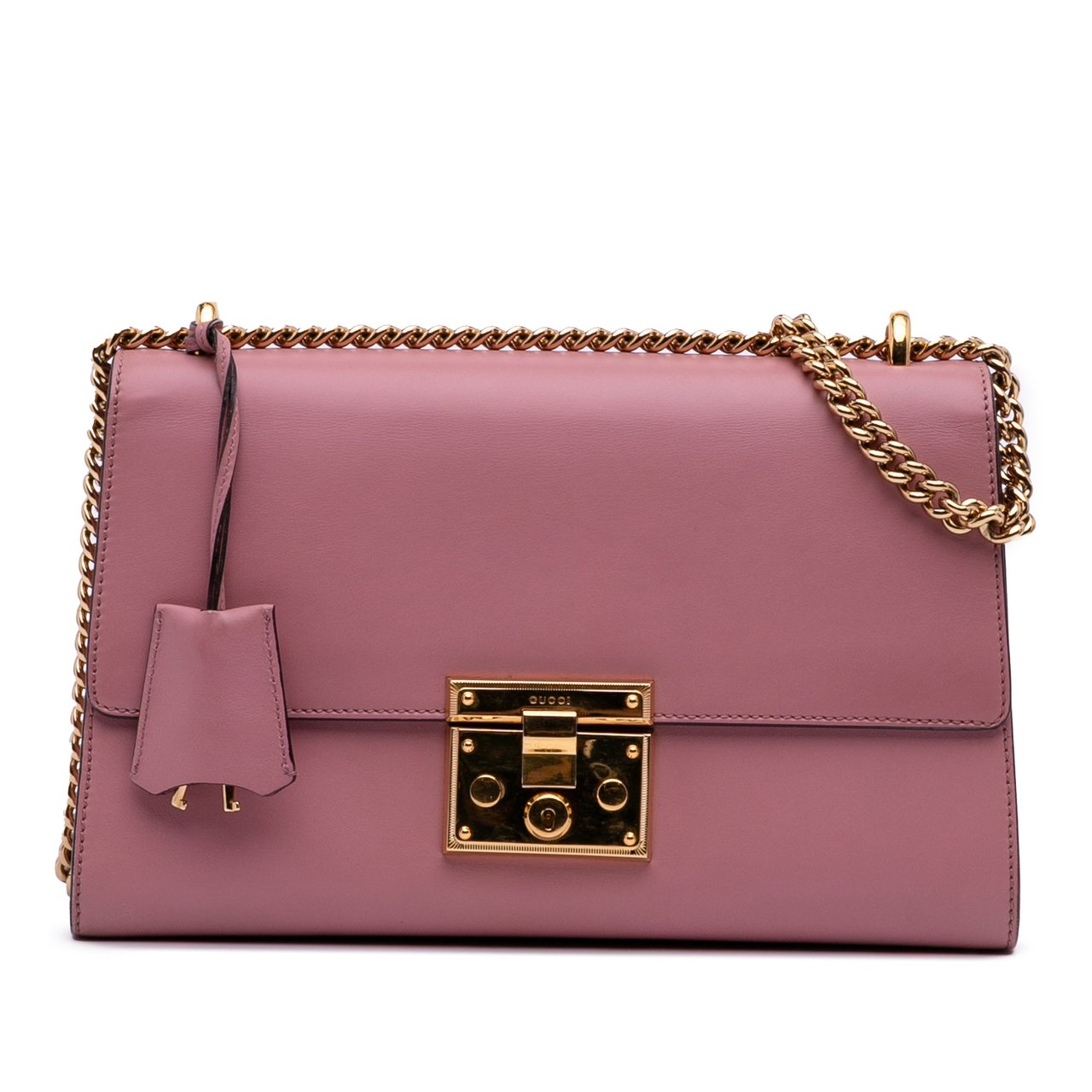 Gucci Medium Leather Padlock Shoulder Bag Roze