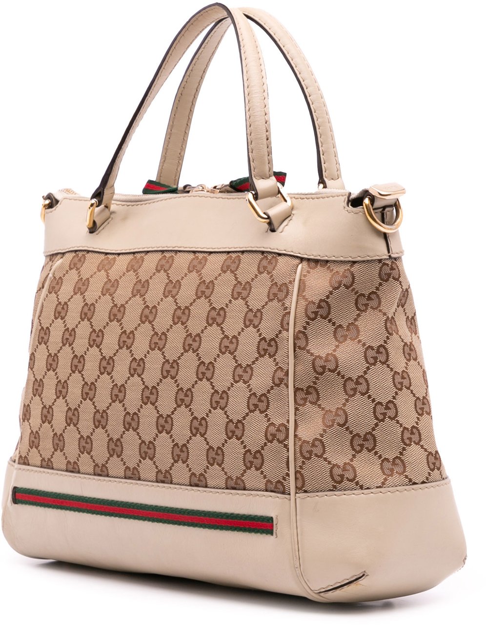 Gucci Small GG Canvas Web Mayfair Satchel Bruin