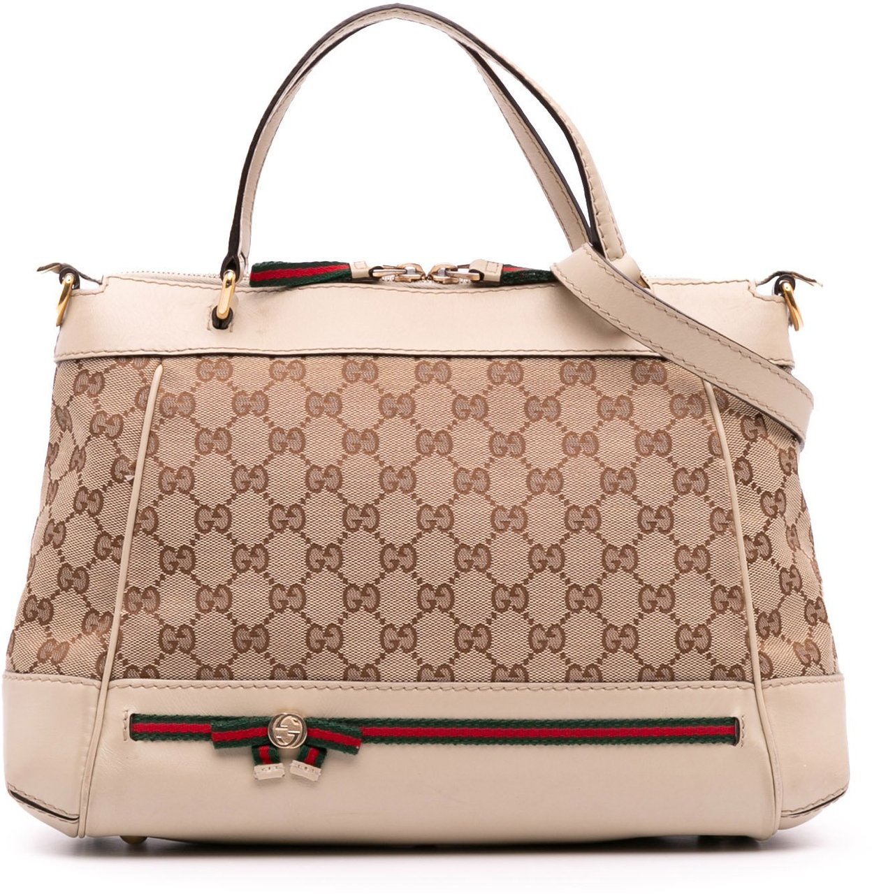 Gucci Small GG Canvas Web Mayfair Satchel Bruin