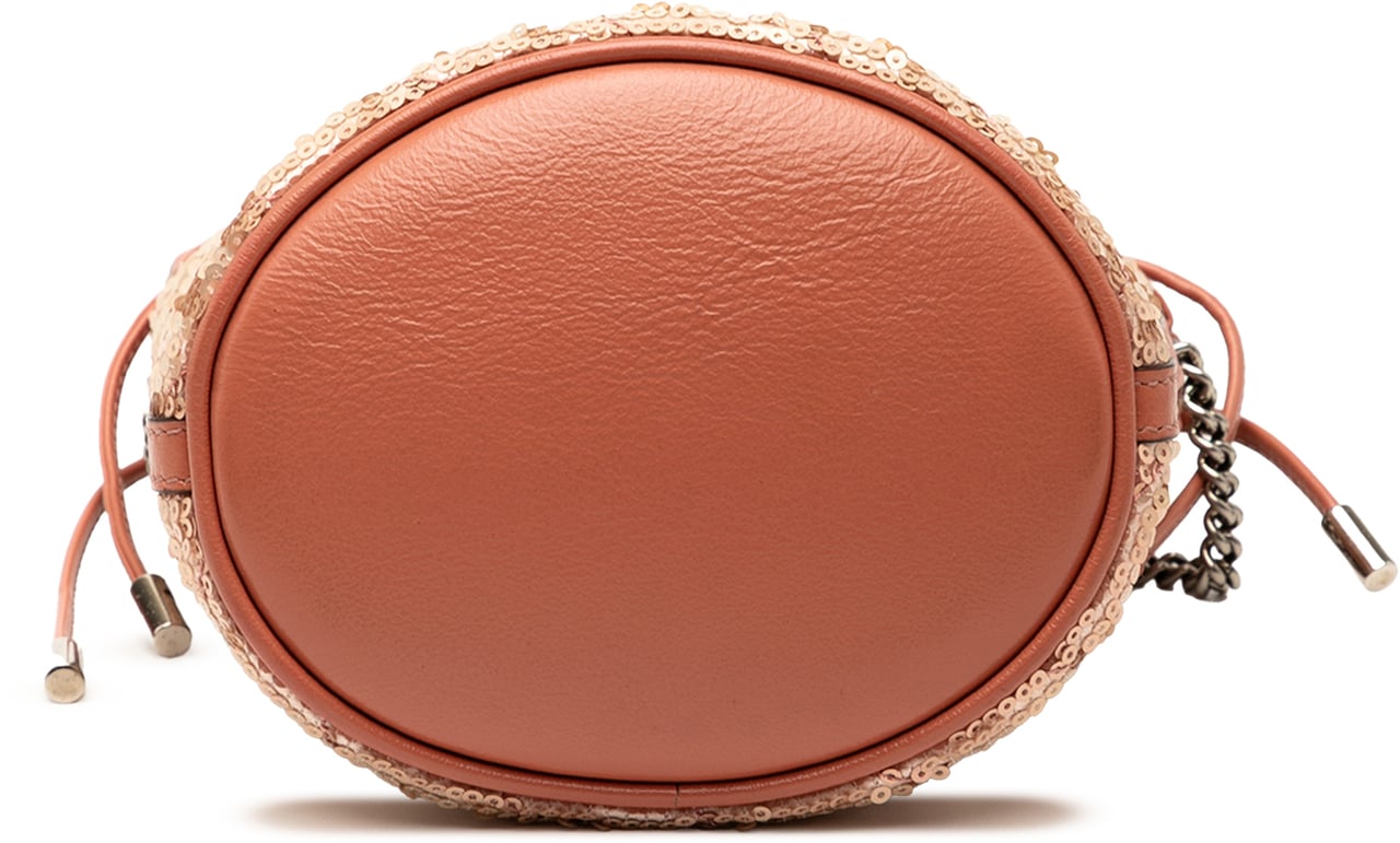 Gucci Small GG Marmont Sequined Diagonal Matelasse Leather Bucket Bag Roze