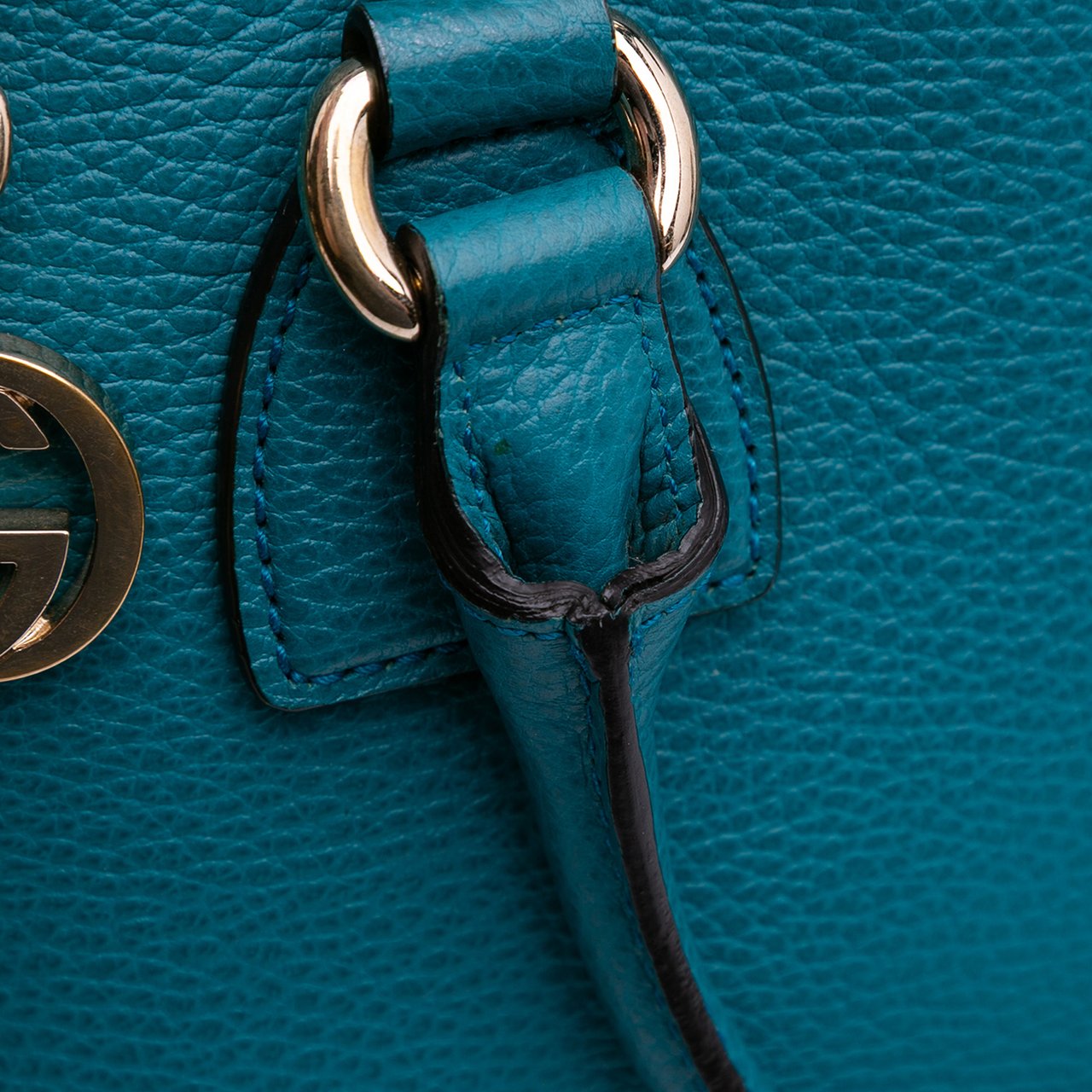 Gucci Small Dollar Calfskin GG Charm Dome Satchel Blauw