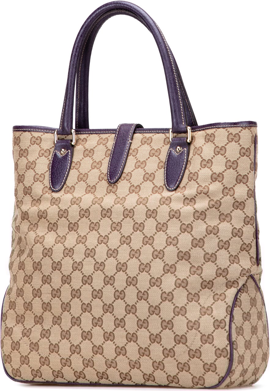 Gucci GG Canvas Jackie Piston Lock Tote Bruin