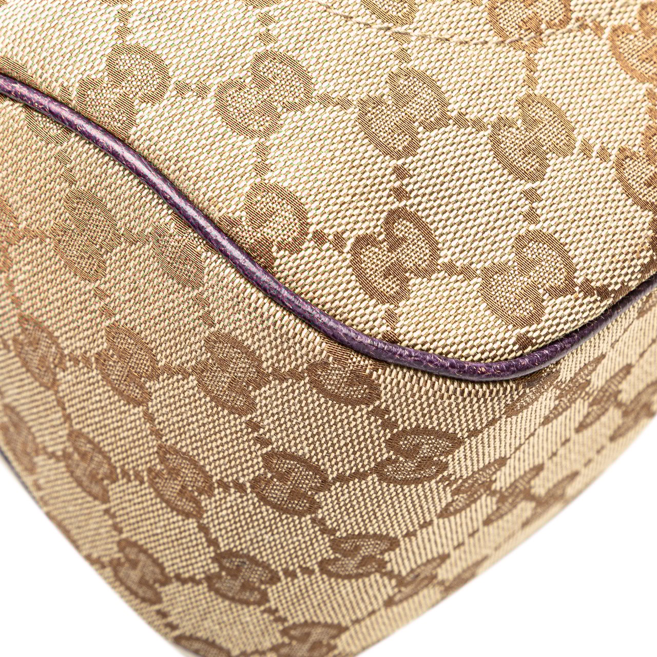 Gucci GG Canvas Jackie Piston Lock Tote Bruin