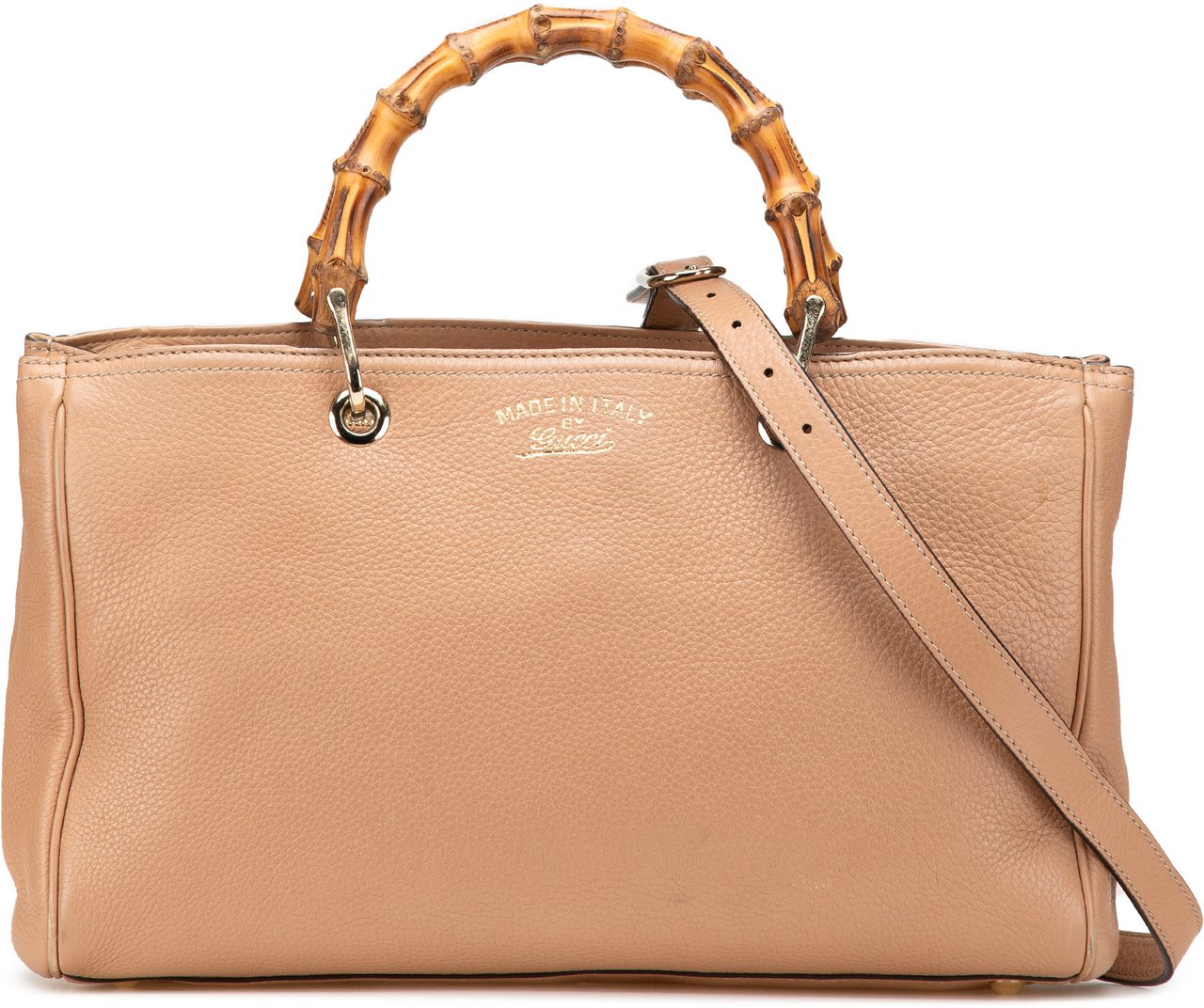 Gucci Medium Calfskin Bamboo Shopper Satchel Bruin