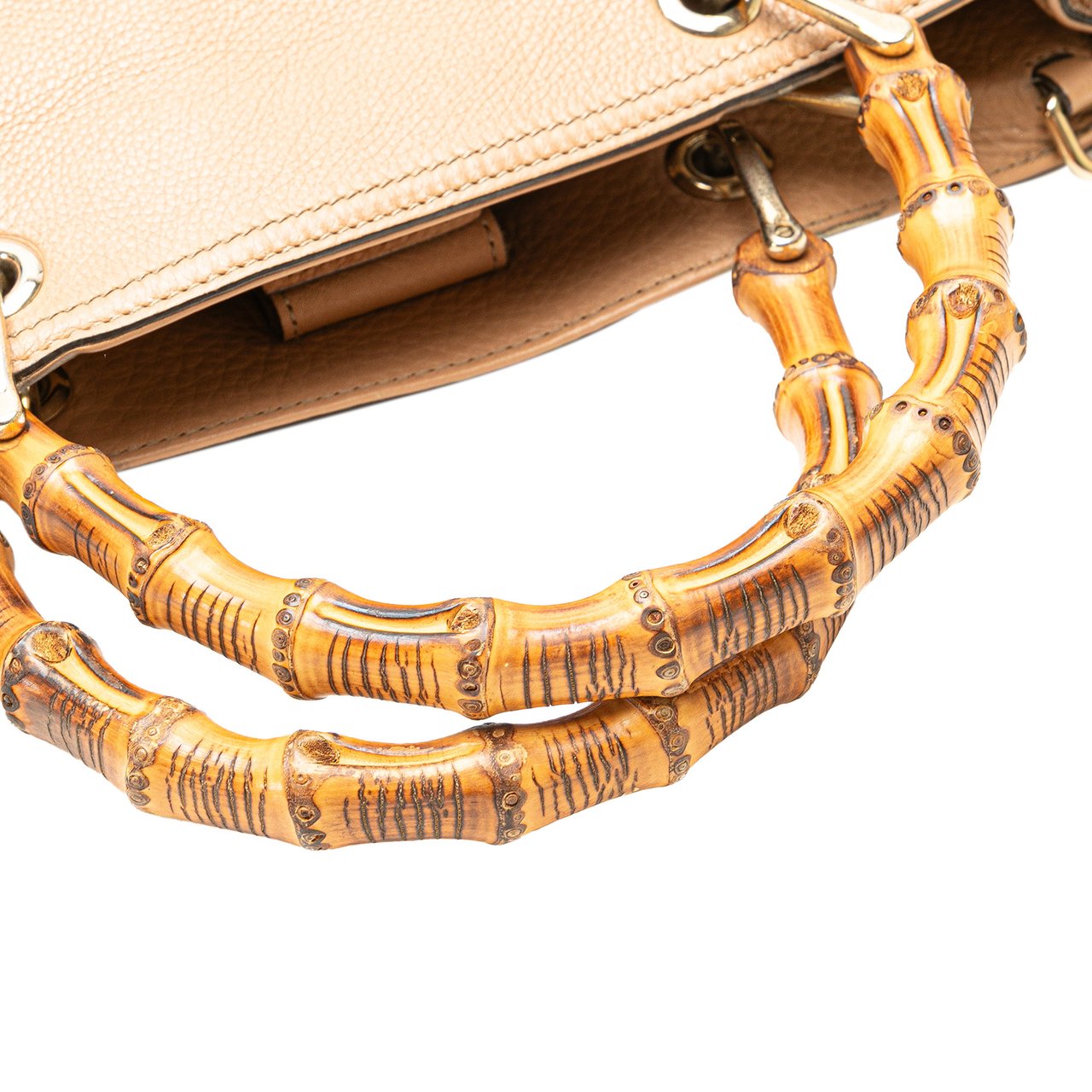 Gucci Medium Calfskin Bamboo Shopper Satchel Bruin
