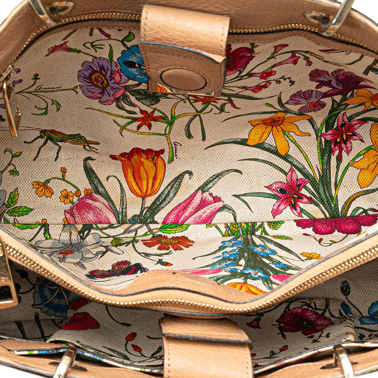 Gucci Medium Calfskin Bamboo Shopper Satchel Bruin