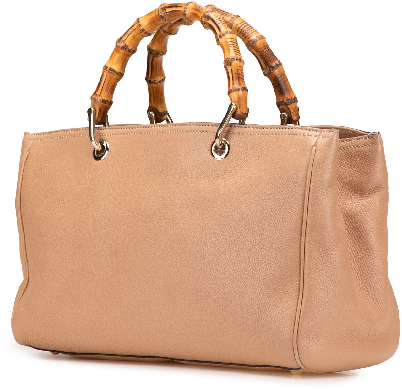 Gucci Medium Calfskin Bamboo Shopper Satchel Bruin