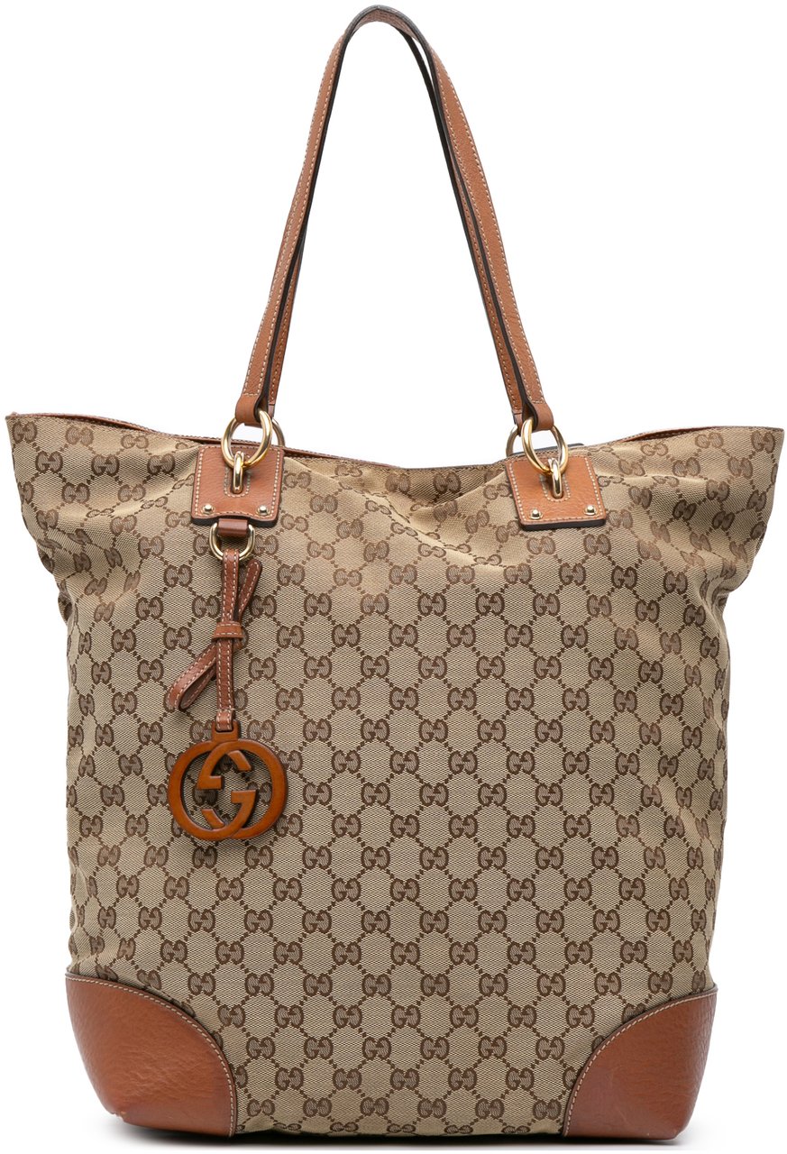 Gucci Large GG Canvas GG Charm Tote Bruin