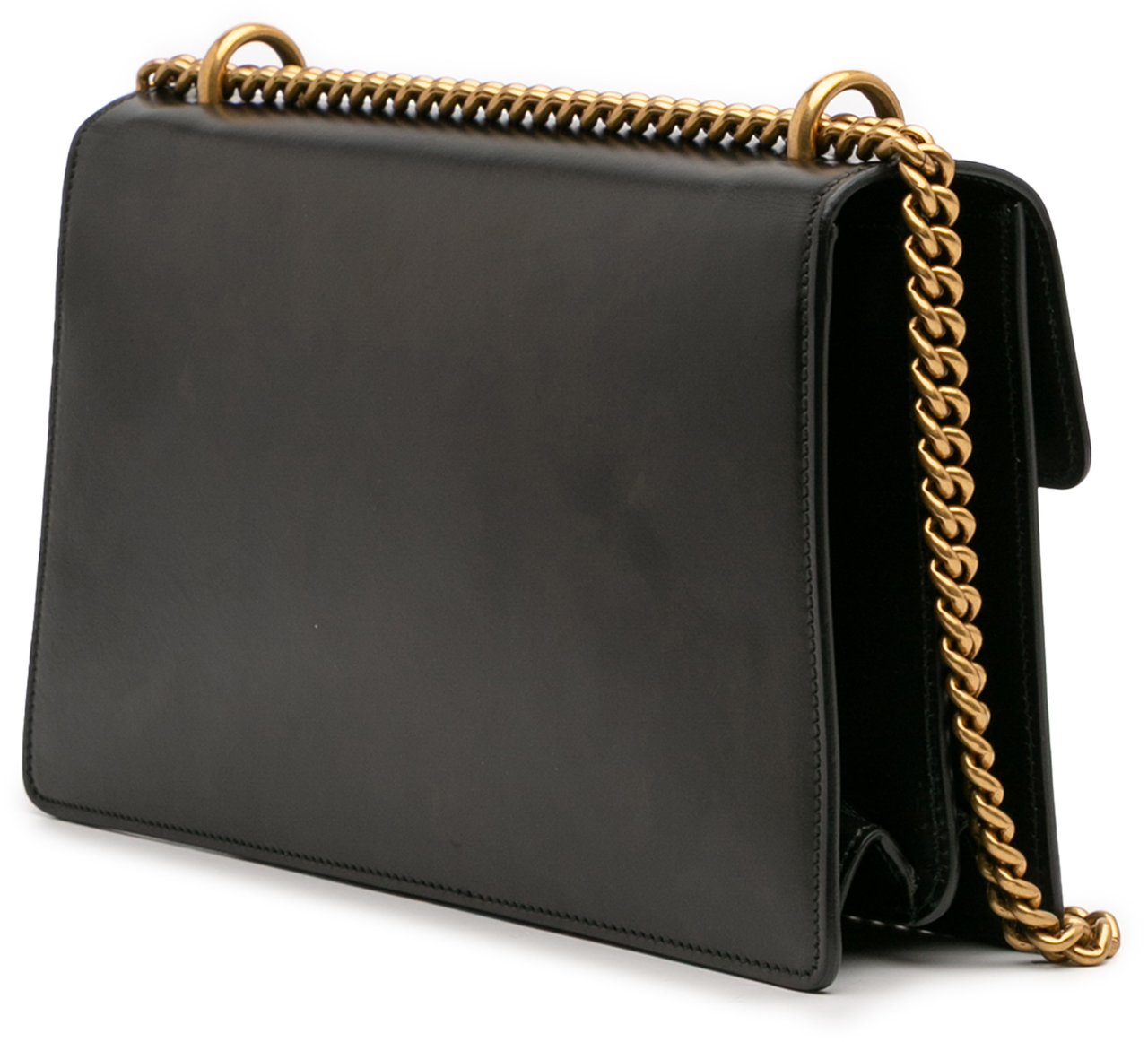 Gucci Medium GG Marmont Leather Chain Flap Zwart