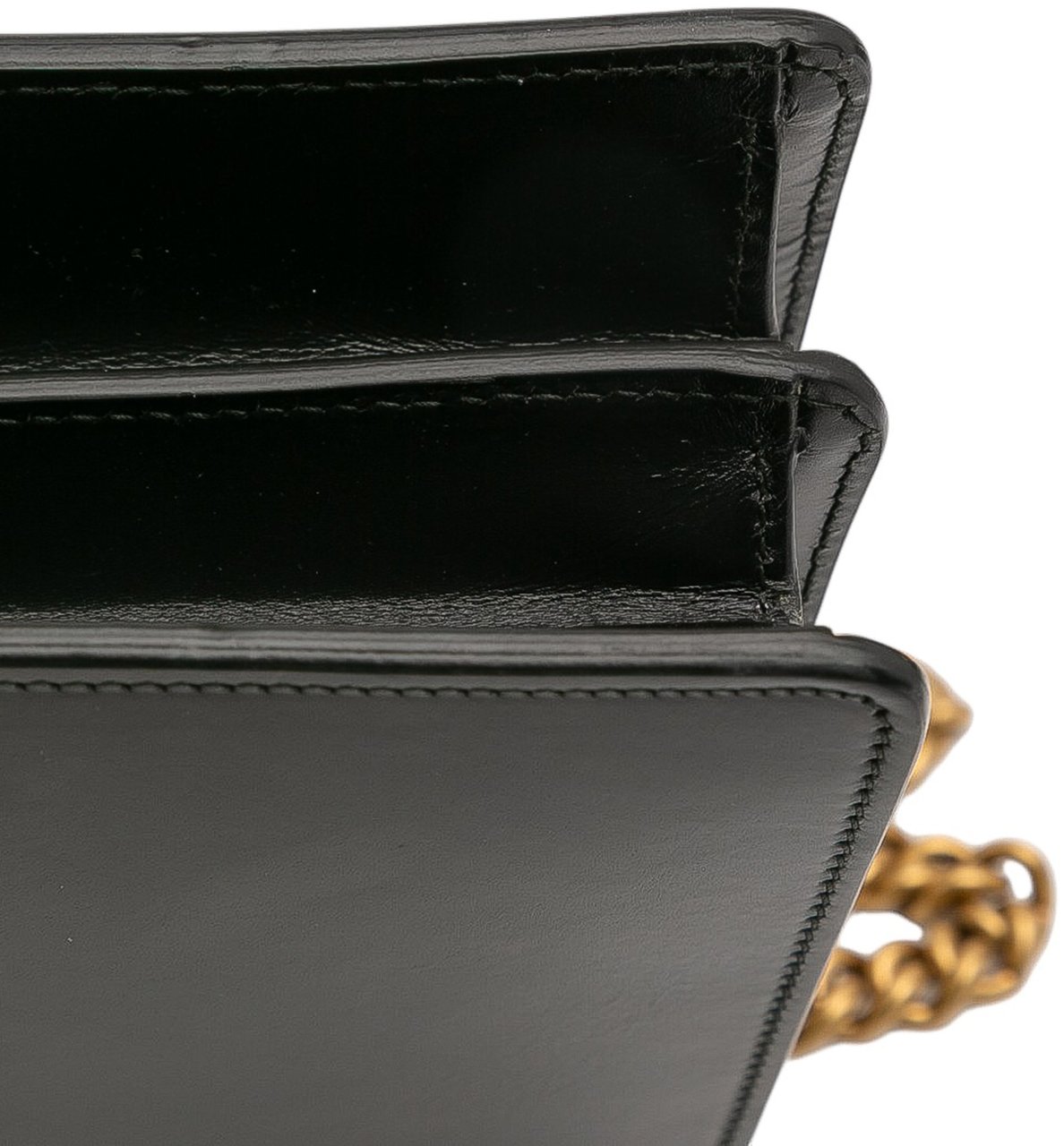 Gucci Medium GG Marmont Leather Chain Flap Zwart