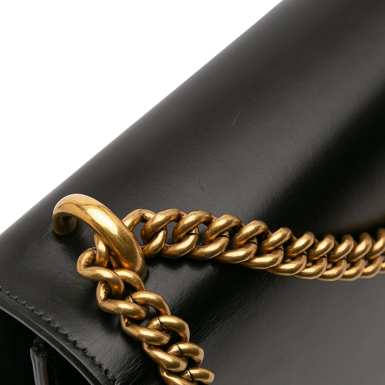 Gucci Medium GG Marmont Leather Chain Flap Zwart