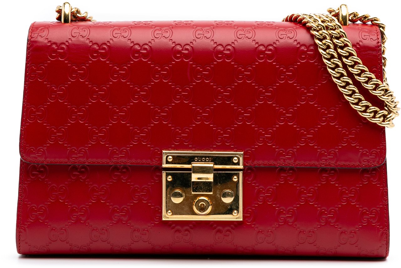 Gucci Medium Guccissima Padlock Shoulder Bag Rood