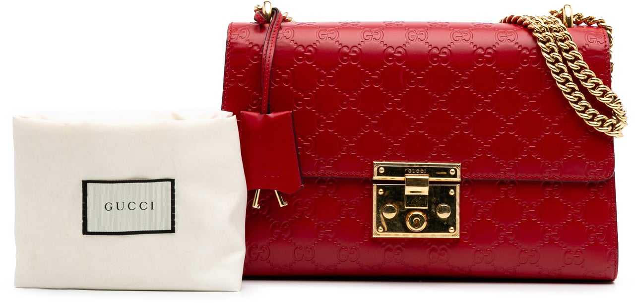 Gucci Medium Guccissima Padlock Shoulder Bag Rood